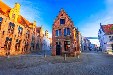 Bruges, Belgium: Street view of the historic city center with Mariastraat in the morning light, West Flanders, Europe clipart