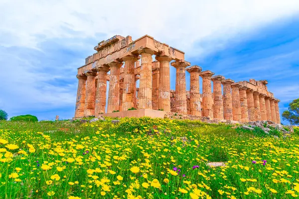 stock image Selinunte, Sicily, Italy. An ancient Greek city on the south-western coast of Sicily. Temple of Hera ruins with Doric style columns, Europe