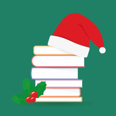 En iyi noel hediyesi olarak kitap yığını- vektör illüstrasyonu-