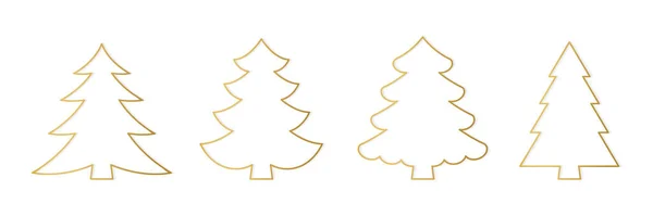 Sammlung Goldener Weihnachtsbäume Vektorillustration — Stockvektor