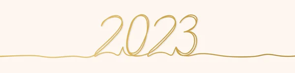 黄金の単連続線の新年2023の概念とバナー ベクトル図 — ストックベクタ