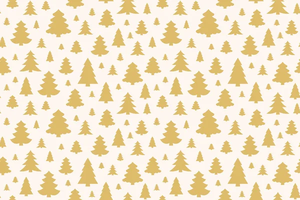クリスマスツリーと黄金のシームレスなパターンは グリーティングカードのための素晴らしい ベクトル図 — ストックベクタ