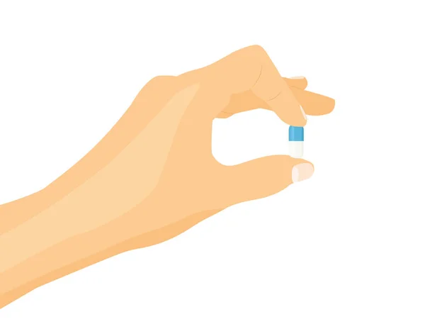 Hand Holding Pill Capsule Medicine Health Care Concept Vector Illustration — Stock Vector