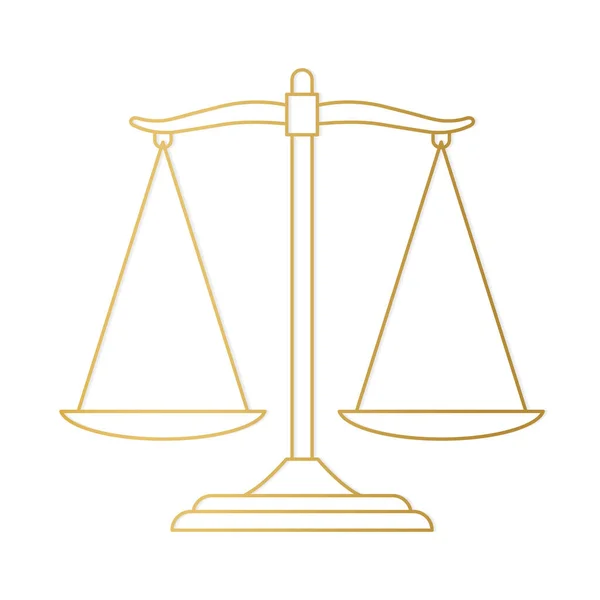 Goldene Gesetzesskala Rechtsberatung Gericht Rechtsanwalt Richter Symbol Vektor Illustration — Stockvektor