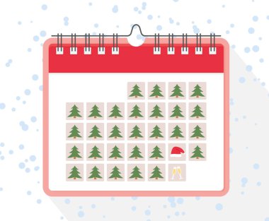 advent, december calendar with indication of christmas eve and New Year's Eve; christmas countdown -vector illustration clipart