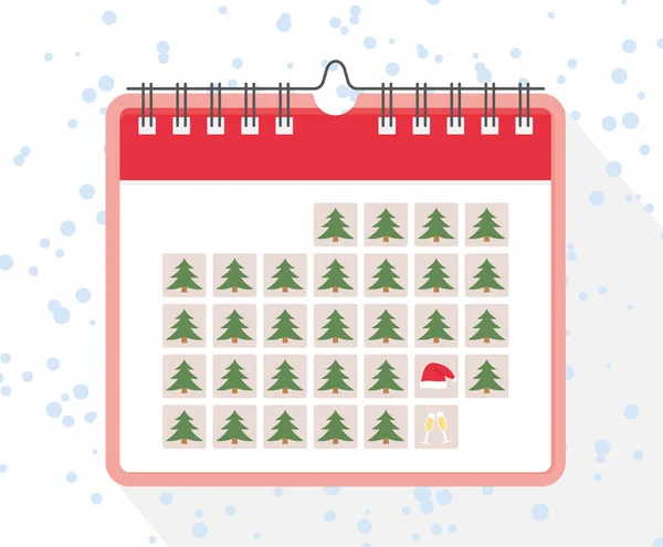 Adventskalender Dezemberkalender Mit Angabe Von Heiligabend Und Silvester Weihnachts Countdown — Stockvektor