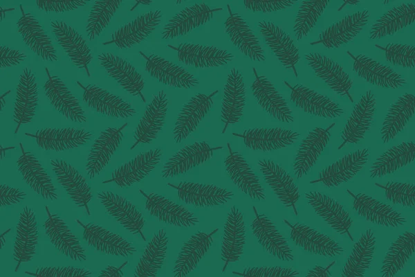 クリスマス モミの木の小枝と冬のシームレスなパターン グリーティングカードのための素晴らしい ベクトル図 — ストックベクタ