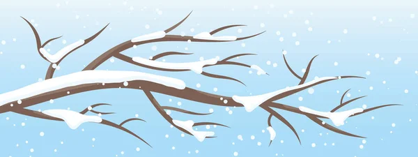Vinterträd Gren Täckt Med Snö Vektor Illustration — Stock vektor