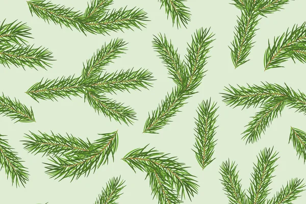 シームレスなクリスマス モミの木の枝と冬のパターン グリーティングカードのための素晴らしい ベクトル図 — ストックベクタ