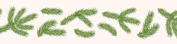 Banner Navidad Con Ramas Abeto Ilustración Vectorial — Vector de stock