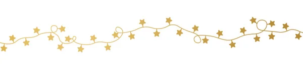 Guirlande Dorée Noël Avec Des Étoiles Illustration Vectorielle — Image vectorielle