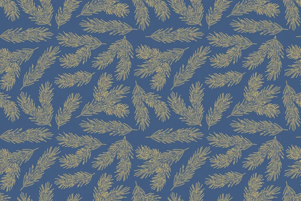 Goldenes Nahtloses Muster Mit Weihnachtlichen Tannenzweigen Ideal Zum Einwickeln Textil — Stockvektor