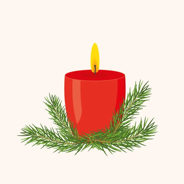 Avvento Ardente Candela Natale Illustrazione Vettoriale — Vettoriale Stock