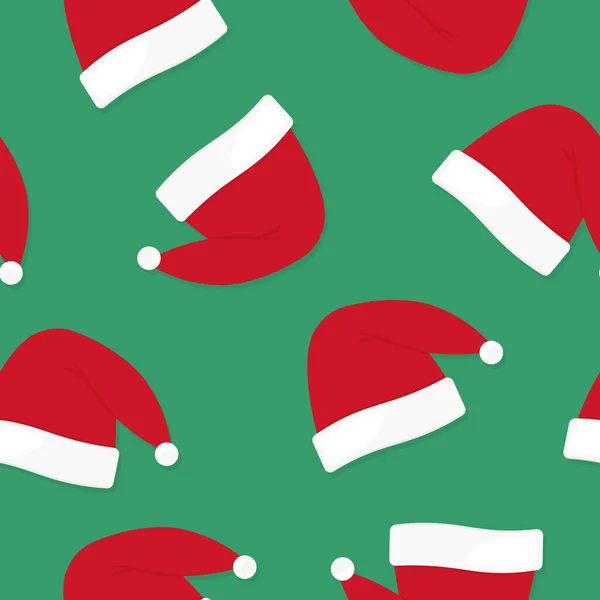 サンタの帽子でシームレスなクリスマスパターン ベクトルイラスト — ストックベクタ