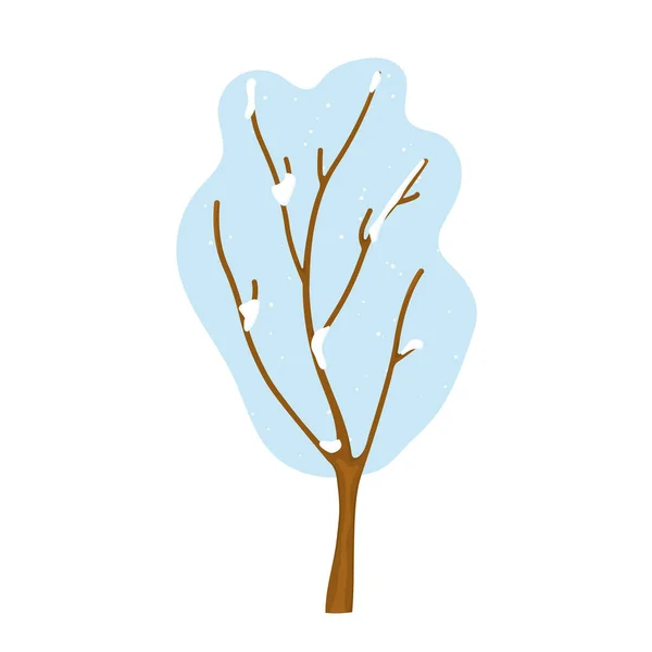 Zimní Holý Strom Pokrytý Sněhem Vektorová Ilustrace — Stockový vektor