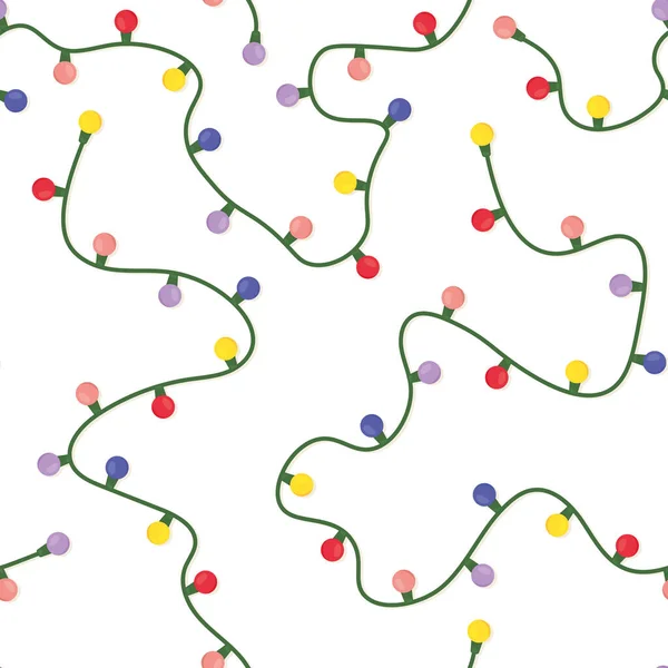 Problemfri Mønster Med Farverige Glødende Juletræ Lys Vektor Illustration – Stock-vektor