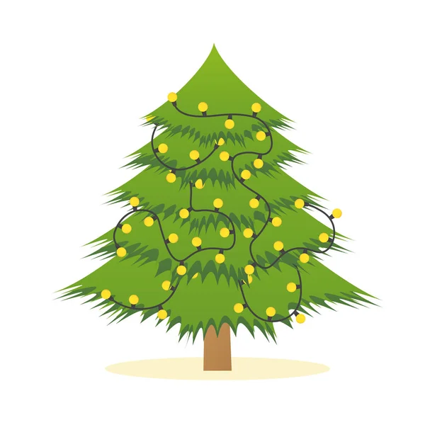 Árvore Natal Com Luzes Brilhantes Ilustração Vetorial — Vetor de Stock