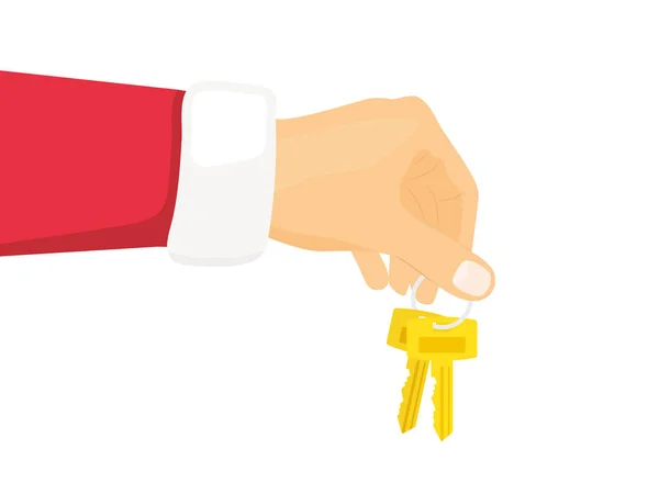 Άγιος Βασίλης Χέρι Κρατώντας Κλειδιά Έννοια Της Αγοράς Ενός Σπιτιού — Διανυσματικό Αρχείο