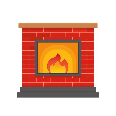 Ateş- vektör çizimi ile tuğla şömine