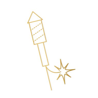 Altın havai fişek ikonu, Yeni Yıl arifesi kutlaması - vektör illüstrasyonu