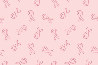 seamless pattern with pink ribbon, symbol of breast cancer awareness - vector illustration