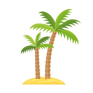sandy island with palm trees- vector illustration
