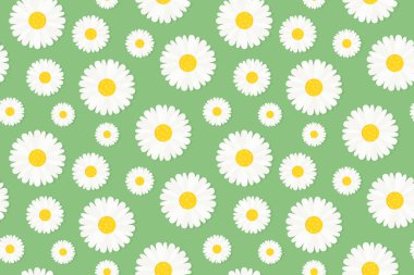 seamless spring pattern with daisy flowers- vector illustration