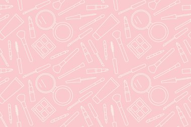 seamless pattern with beauty, make up products- vector illustration 