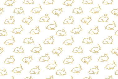 seamless  golden Easter pattern with rabbits- vector illustration 