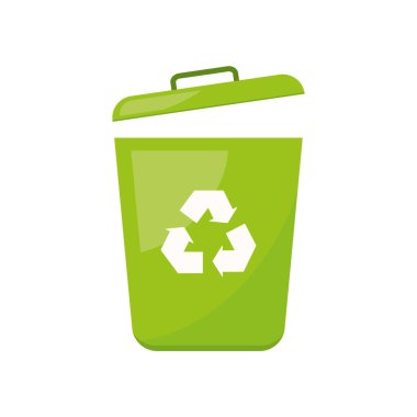 open green recycle garbage bin icon- vector illustration