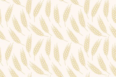 seamless golden pattern with wheat, rye ears - vector illustration