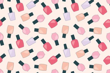 seamless pattern with colorful nail polish bottles - vector illustration