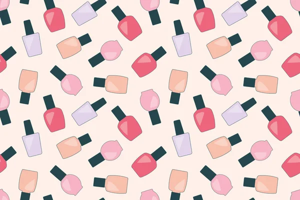 Seamless Pattern Colorful Nail Polish Bottles Vector Illustration — Stockvektor
