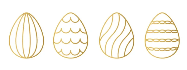 異なる黄金のラインイースターエッグのセット ベクトルイラスト — ストックベクタ