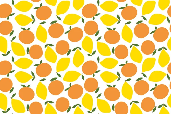 Summer Seamless Pattern Citrus Fruits Vector Illustration — Stock Vector