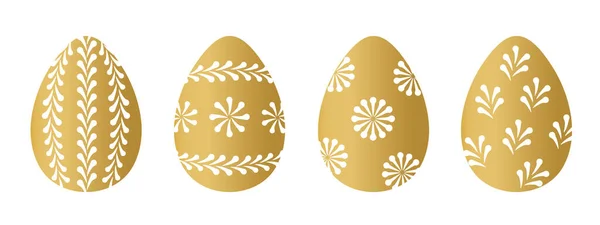 Serie Diverse Uova Pasqua Dorate Con Ornamenti Tradizionali Illustrazione Vettoriale — Vettoriale Stock