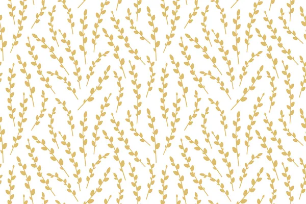 Spring Easter Seamless Pattern Golden Pussy Willow Branches Vector Illustration — Vettoriale Stock