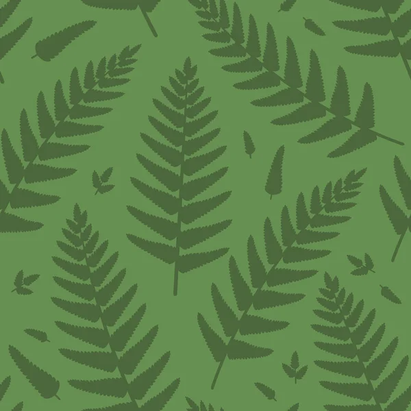 Motif Sans Couture Avec Des Feuilles Fougère Forestière Verte Illustration — Image vectorielle