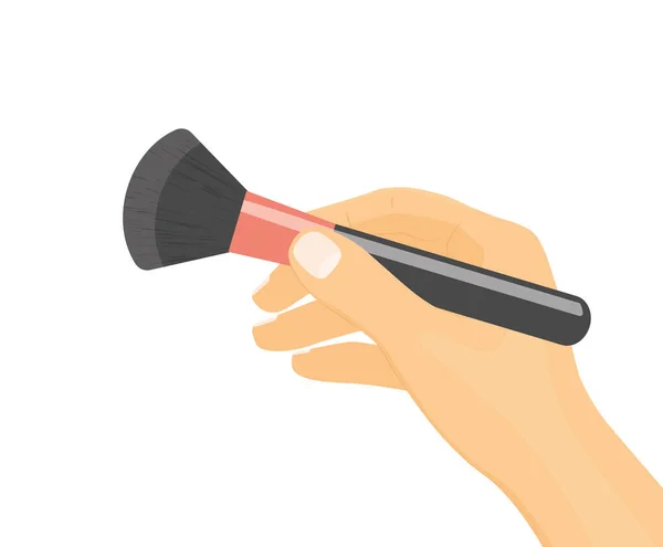 Hona Hand Hålla Makeup Borste Vektor Illustration — Stock vektor
