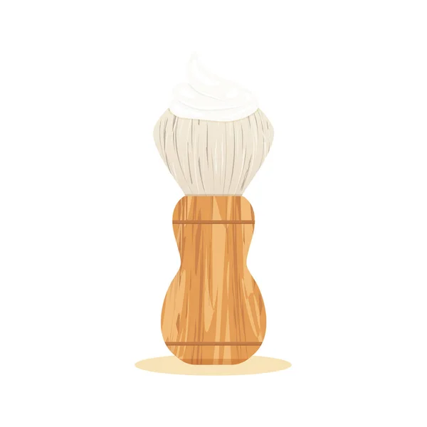 Escova Barbear Madeira Com Espuma Vetor Ilustração —  Vetores de Stock