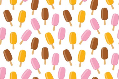 Çubuk üzerinde dondurma olan kusursuz yaz şablonu - vektör çizimi