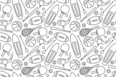 SUP tahtası, tenis, golf, basketbol, ragbi, beysbol ikonlarıyla kusursuz bir spor modeli.