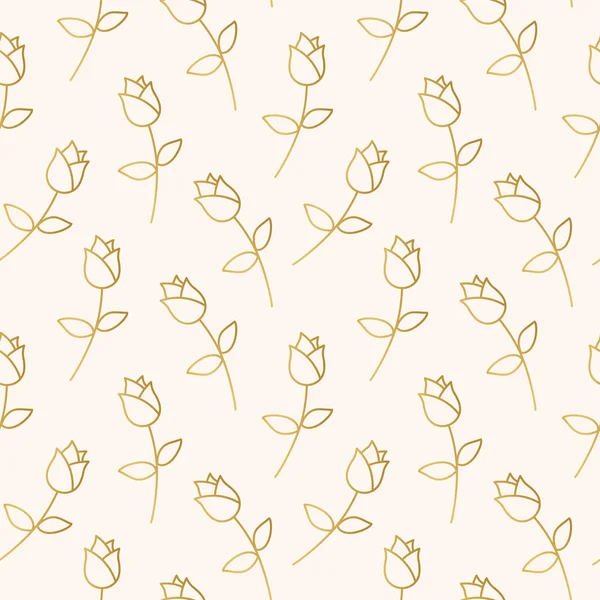 Motif Sans Couture Fleur Rose Dorée Fête Des Mères Mariage — Image vectorielle