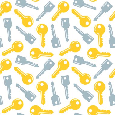 Altın ve gümüş anahtarlı kusursuz desen; güvenlik kavramı - vektör illüstrasyonu