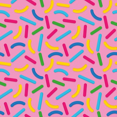 Şeker parçacıkları, donut jöleli, kusursuz desenli, vektör çizimi.