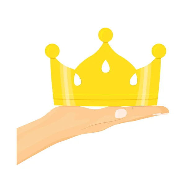 Mano Sosteniendo Corona Real Símbolo Poder Gloria Victoria Sabiduría Riqueza — Vector de stock