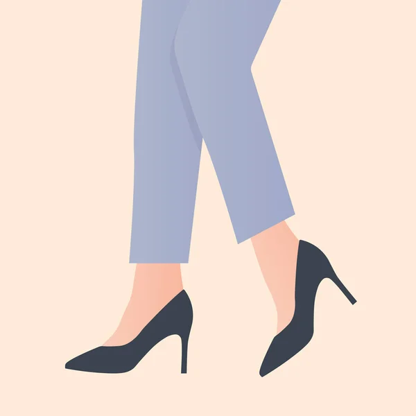 Jambes Fines Féminines Dans Des Chaussures Talons Hauts Des Pantalons — Image vectorielle