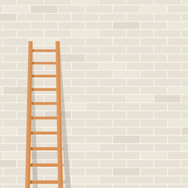 砖墙上的木制梯子 成功的概念 克服问题的实例 — 图库矢量图片