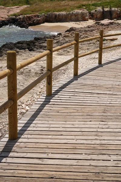 Wooden Walkway Cala Porto Bianco Beach Picturesque Monopoli Puglia Italy — Stock Photo, Image