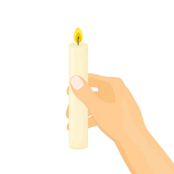 Hand Holging Burning Candle Vector Illustration — Stock Vector
